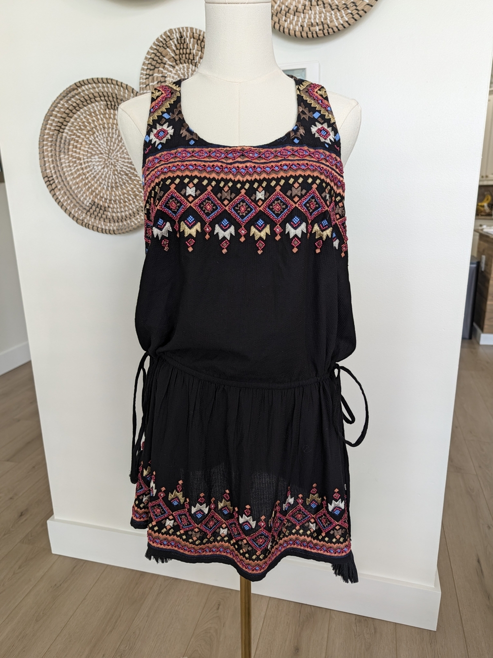 Ramy Brook Zayden Dress Embroidered Mini Dress in Black Size Small NWT